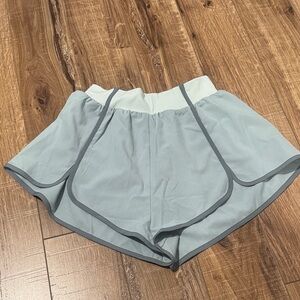 For Love And Lemons Light Blue Athletic Shorts with Gray Trim